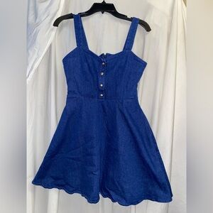 Blue Denim Button Front Sundress w/stretch & pockets. Size 38 (equal to size 6)